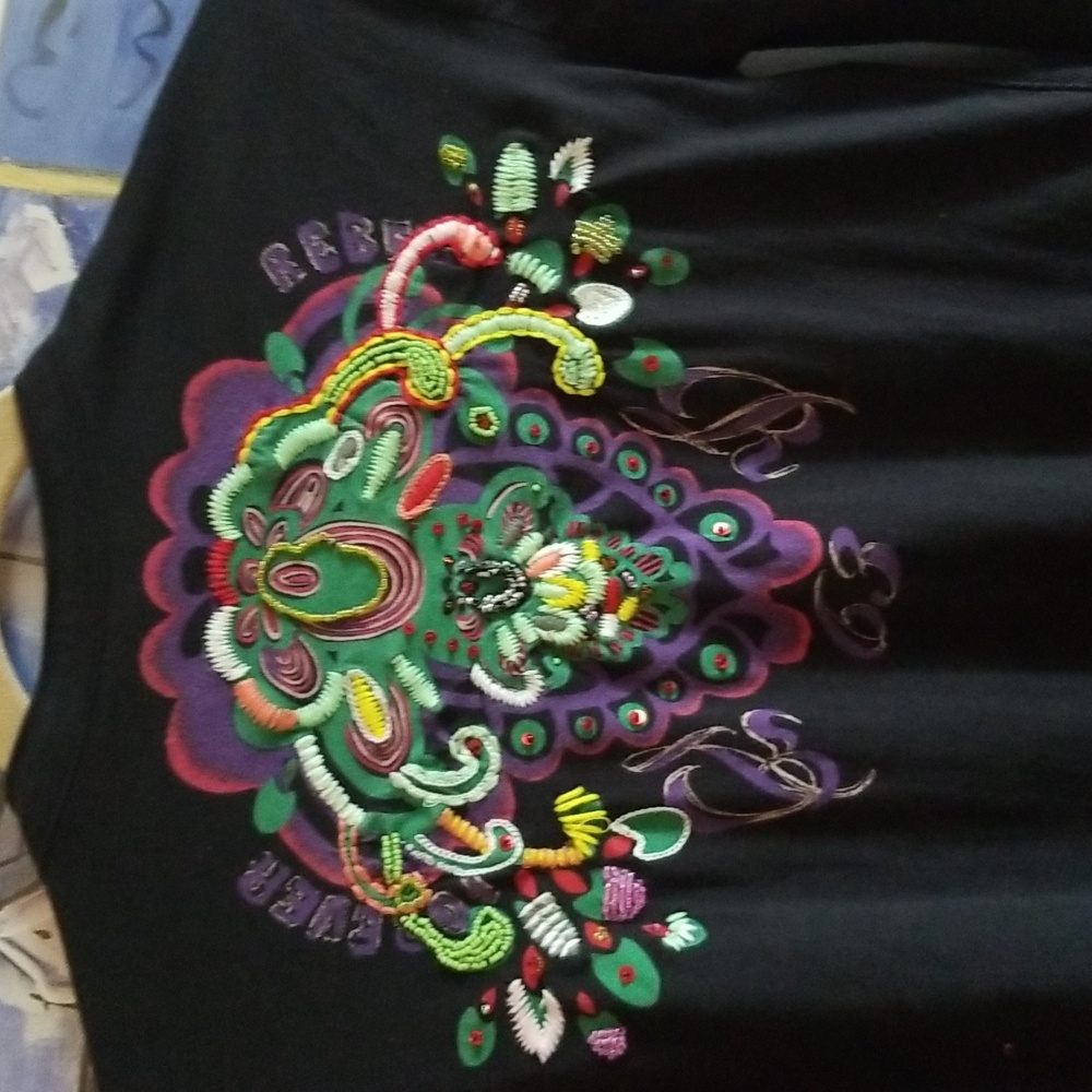 Oilily Black Long Sleeve Top with Colorful Embroidery - Picture 7 of 10